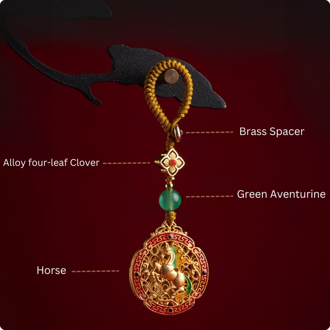 INNERVIBER Pure Brass Zodiac Horse Lucky Key Chain Bag Pendant