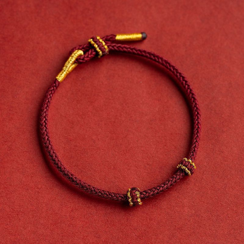 Handmade Braided Chinese Knot Luck Protection Red String Bracelet Bracelet INNERVIBER Wine Red 18-20cm