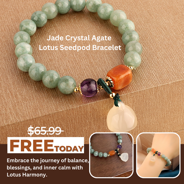 FREE Today :Lotus Harmony: Jade Crystal Agate Seedpod Bracelet - INNERVIBER