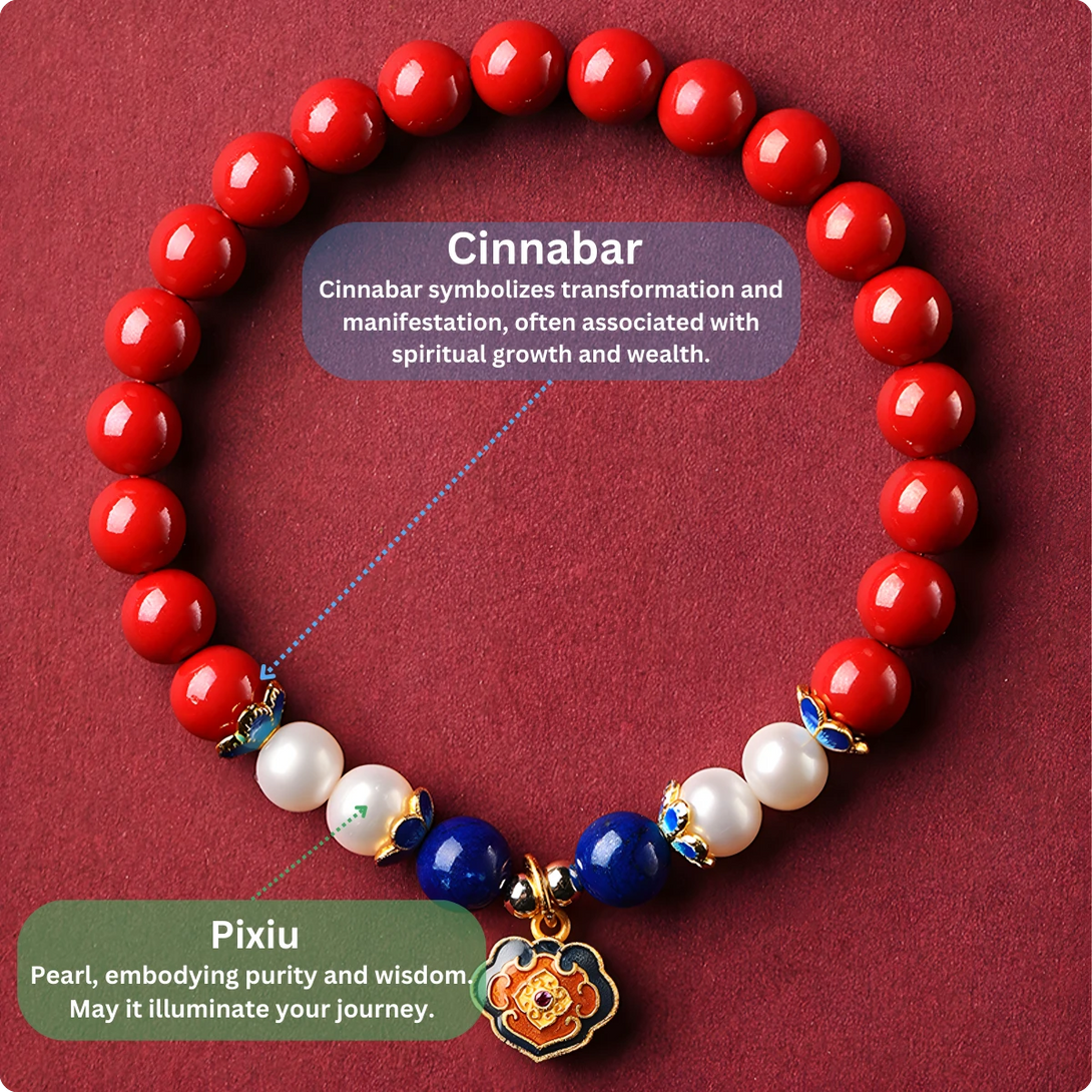 Cinnabar Bead Natural Pearl Longevity Lock Peace Bracelet Bracelet INNERVIBER 2