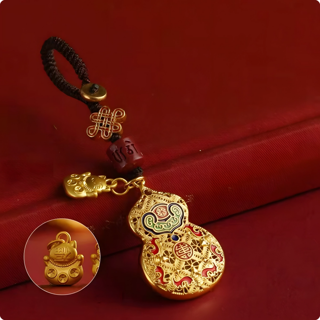 INNERVIBER Cinnabar Gourd Brass keychain Wealth Pendant - INNERVIBER