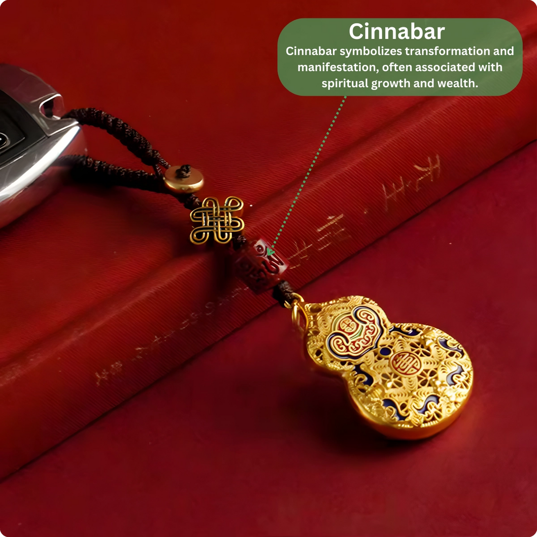 INNERVIBER Cinnabar Gourd Brass keychain Wealth Pendant - INNERVIBER