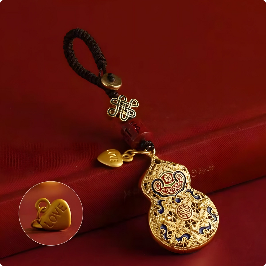 INNERVIBER Cinnabar Gourd Brass keychain Wealth Pendant - INNERVIBER