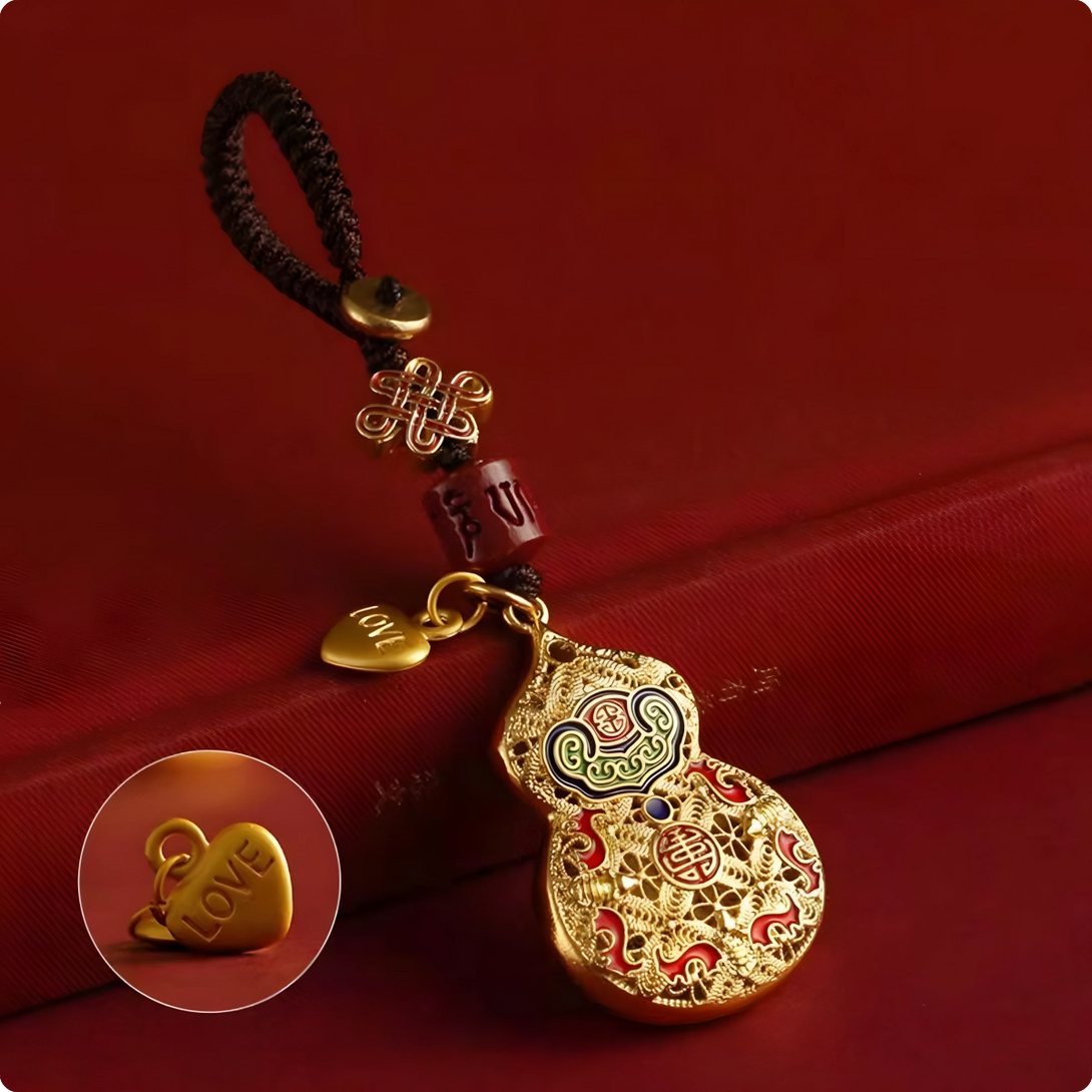 INNERVIBER Cinnabar Gourd Brass keychain Wealth Pendant - INNERVIBER