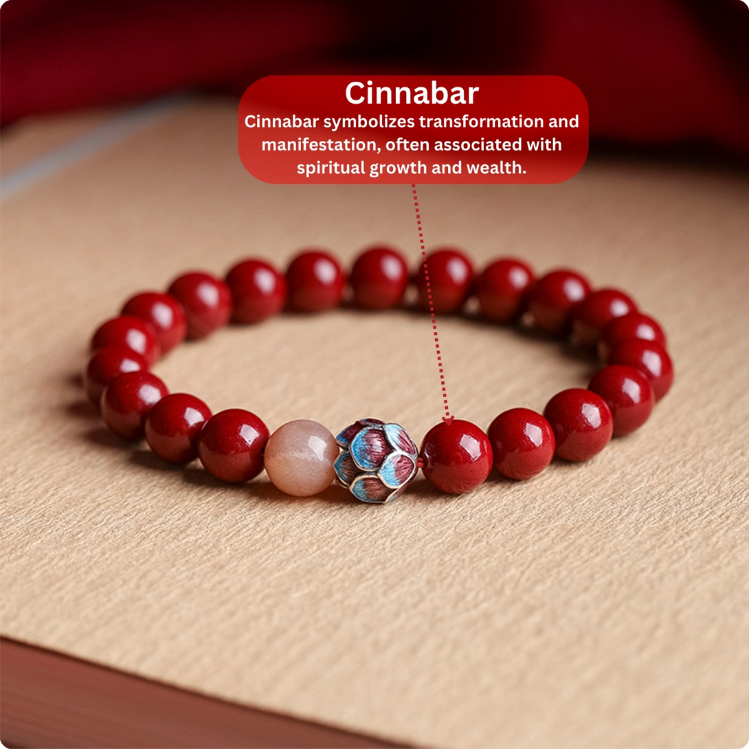 INNERVIBER Cinnarbar Buddha Beads  Lotus Lucky Bracelet - INNERVIBER