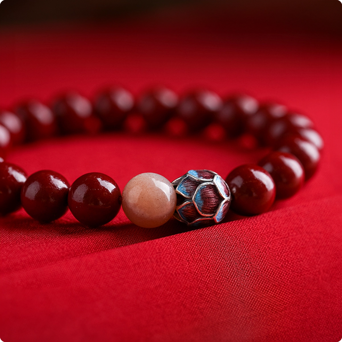 INNERVIBER Cinnarbar Buddha Beads  Lotus Lucky Bracelet - INNERVIBER