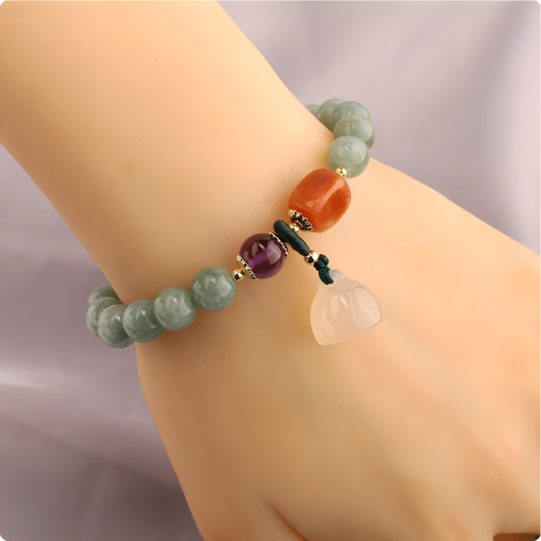 INNERVIBER Jade Crystal Agate Lotus Seedpod Purple Crystal Bracelet - INNERVIBER
