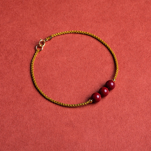 INNERVIBER Cinnabar Bead Blessing Braid String Bracelet Bracelet INNERVIBER Yellow Three-Bead 17-19cm