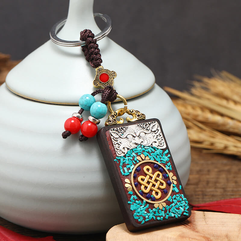 INNERVIBER Ebony Thangka Talisman Chinese Knot Keychain Pendant Decoration - INNERVIBER