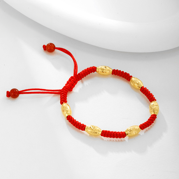 Golden Hollow Bead Lucky Braided Red String Bracelet Bracelet INNERVIBER main