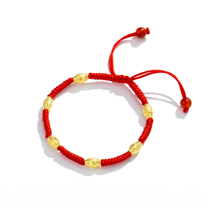 Golden Hollow Bead Lucky Braided Red String Bracelet Bracelet INNERVIBER 4