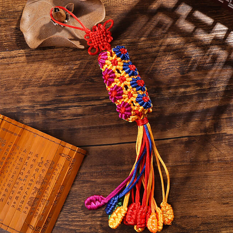 INNERVIBER Tibetan Style Handwoven Vajra Knot Gesang Flower Auspicious Pendant Decoration - INNERVIBER