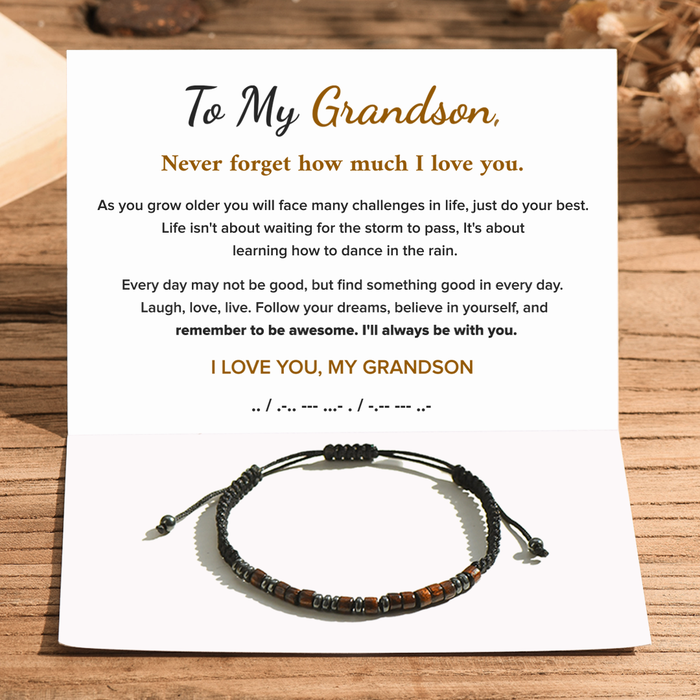 To My Grandson, I Love You Morse Code Bracelet - INNERVIBER