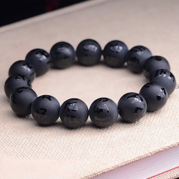 Black Onyx Six True Words Blessing Bracelet