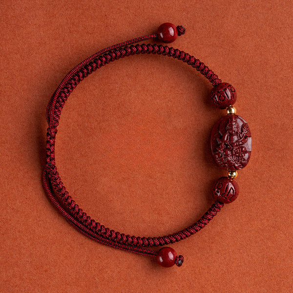 INNERVIBER Braided Raw Mineral Cinnabar Twelve Zodiac Red String Protection Bracelet Bracelet INNERVIBER Dragon Snake
