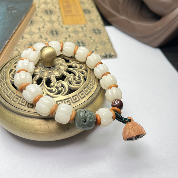 Buddhist Handcrafted White Bodhi Lotus Lucky Bracelet Bracelet INNERVIBER 1