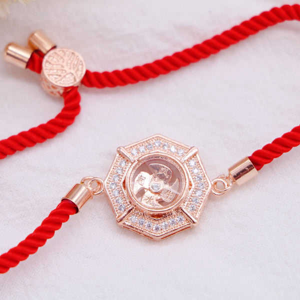Brass Chakra Wheel Strength Prosperity Red Rope Bracelet Bracelet INNERVIBER main