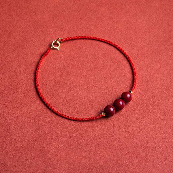 INNERVIBER Cinnabar Bead Blessing Braid String Bracelet Bracelet INNERVIBER Red Three-Bead 15-17cm