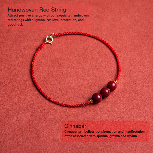 INNERVIBER Cinnabar and handwoven Red String 