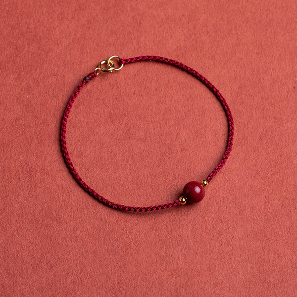 INNERVIBER Cinnabar Bead Blessing Braid String Bracelet Bracelet INNERVIBER Wine Red Single-Bead 17-19cm