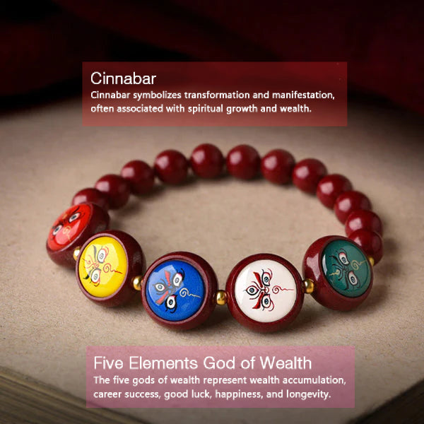 INNERVIBER Cinnabar Five Wealth Gods Five Elements Luck Prosperity Protection Bracelet Bracelet INNERVIBER 2