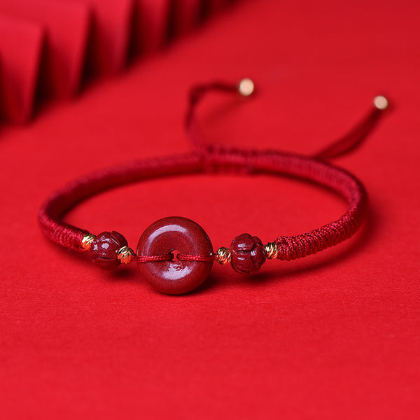 Cinnabar Deep Red String Bracelet