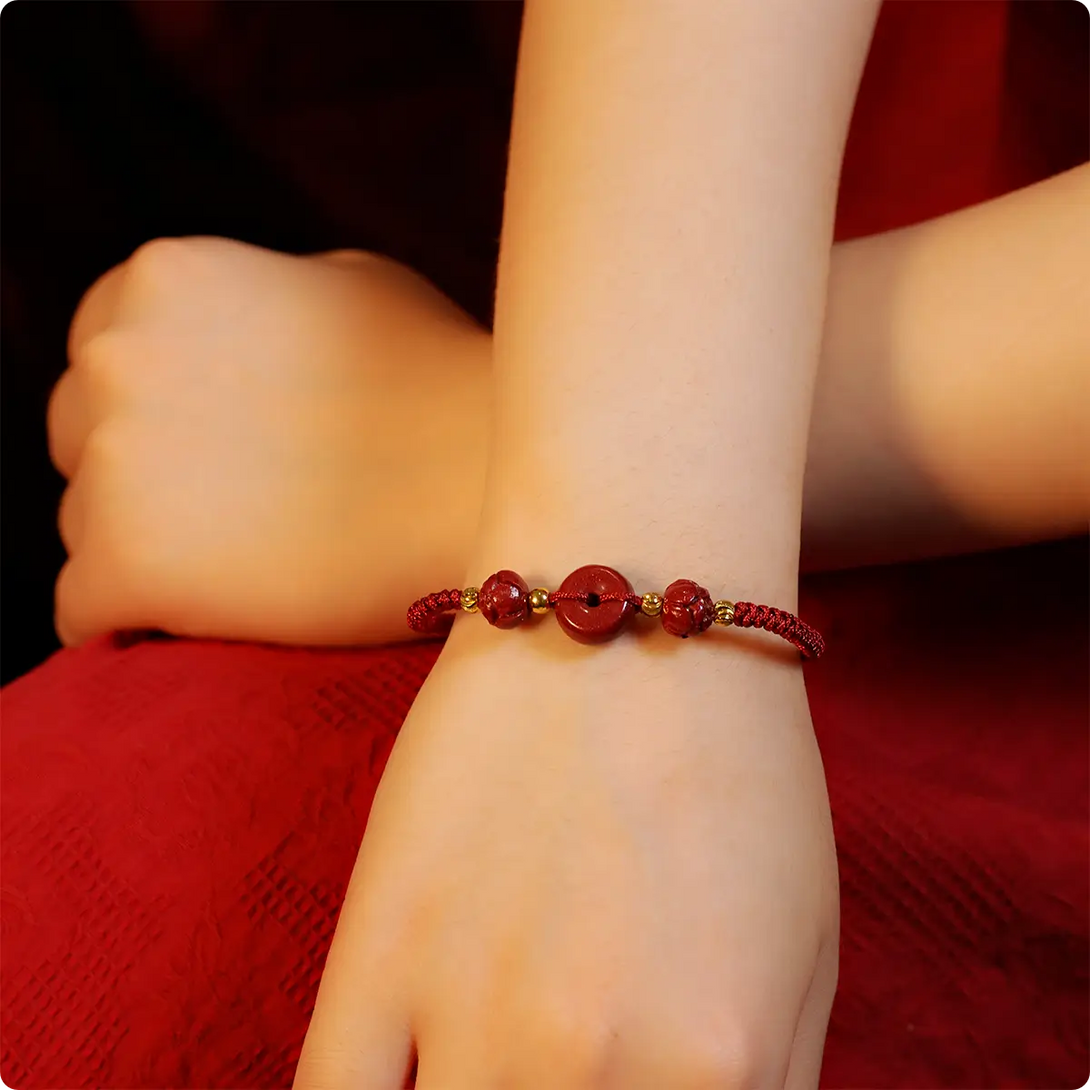 INNERVIBER Cinnabar Peace Buckle Lotus Happiness Abundance Wealth String Bracelet Bracelet INNERVIBER 4