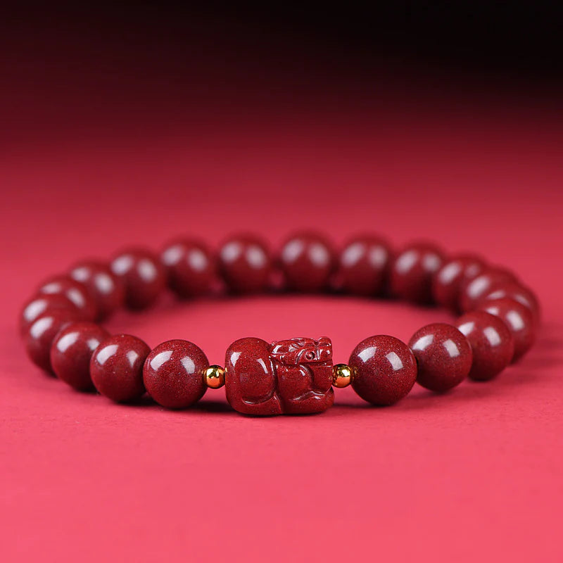 INNERVIBER Cinnabar Pixiu Lucky Blessing Bead Bracelet