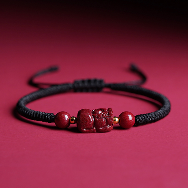 INNERVIBER Cinnabar Pixiu Lucky Blessing Bead Bracelet Bracelet INNERVIBER Black