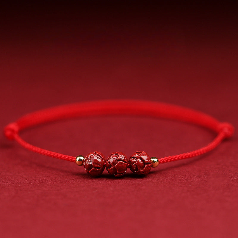 Cinnabar Red String Growth Connection Lotus Anklet Bracelet INNERVIBER 1