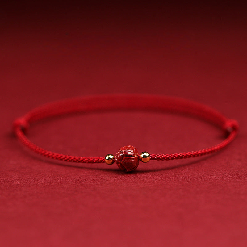 INNERVIBER Cinnabar Red String Growth Connection Lotus Anklet Bracelet 3