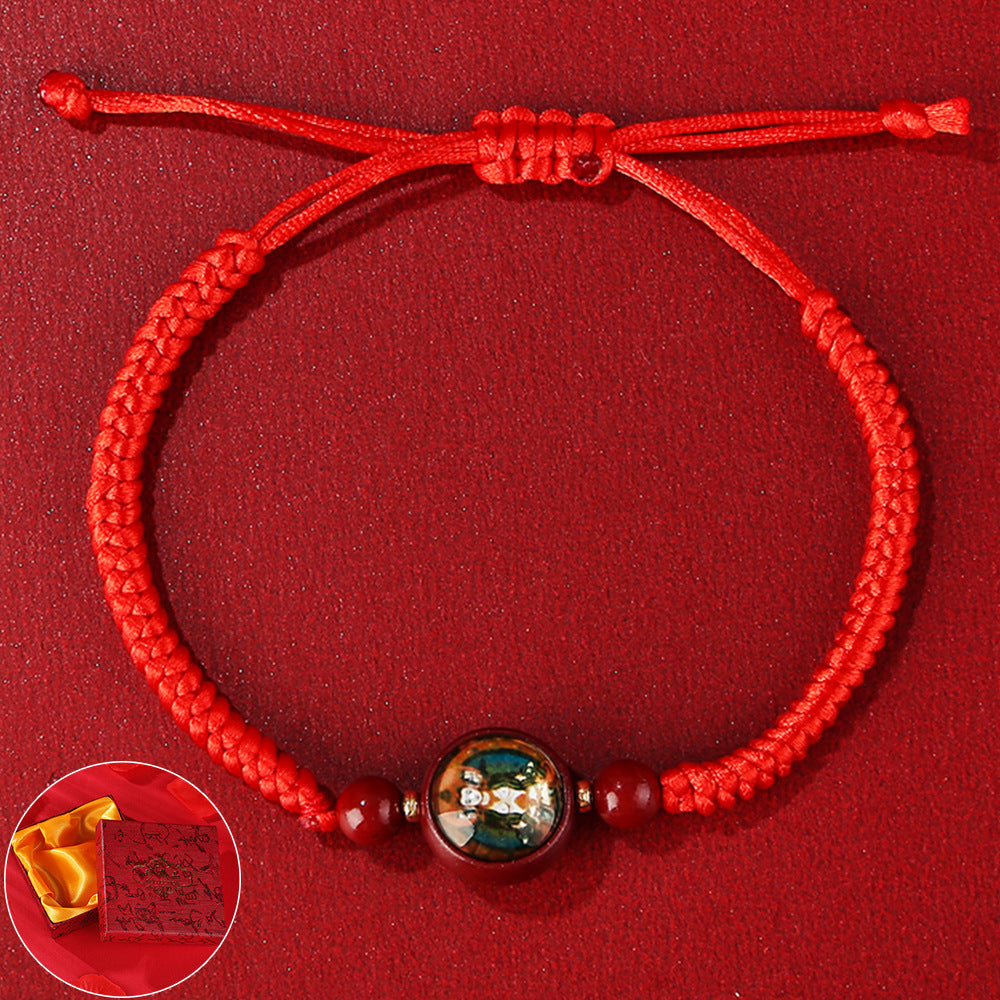 Cinnabar Thangka Red String Guardian Buddha Peace Protection Bracelet INNERVIBER