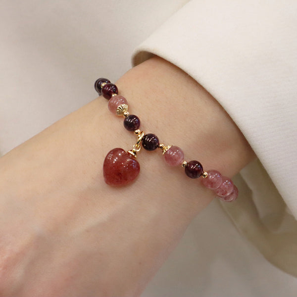 Garnet Pink Crystal Lucky Charm Romance Bracelet Bracelet INNERVIBER 1