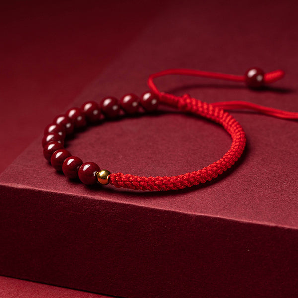 INNERVIBER Gold Cinnabar Red String Luck Protection Bracelet Bracelet INNERVIBER 8mm Wine Red Dark Cinnabar