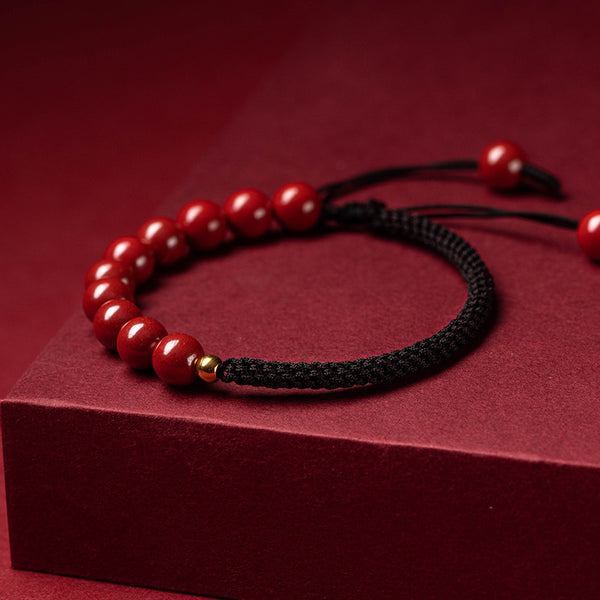 INNERVIBER Gold Cinnabar Red String Luck Protection Bracelet Bracelet INNERVIBER 8mm Black Dark Cinnabar