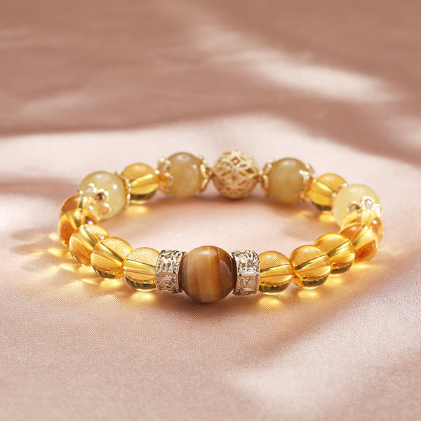Gold Rutilated Quartz Citrine Crystal Wealth Bracelet Bracelet INNERVIBER Style A
