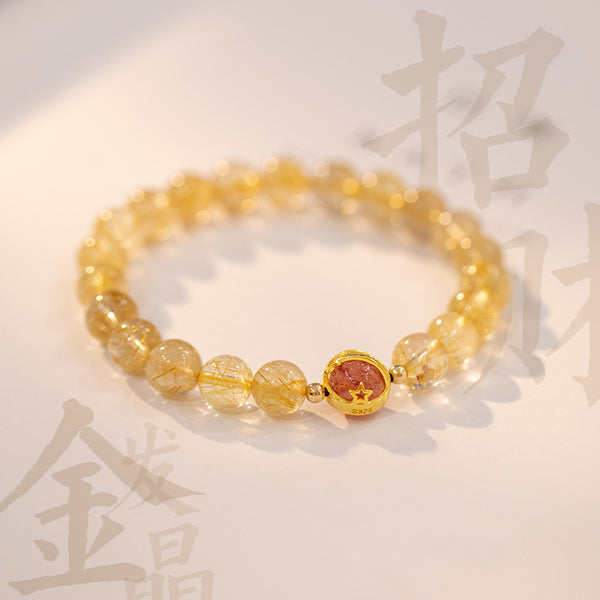 Golden Rutilated Quartz Strawberry Crystal Luck Bracelet Bracelet INNERVIBER main