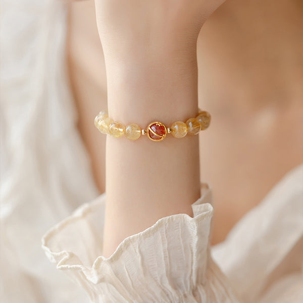 Golden Rutilated Quartz Strawberry Crystal Luck Bracelet Bracelet INNERVIBER 1