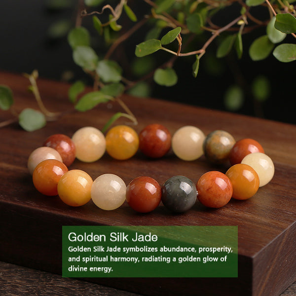 Golden Silk Jade Wealth Luck Bracelet Bracelet INNERVIBER 2