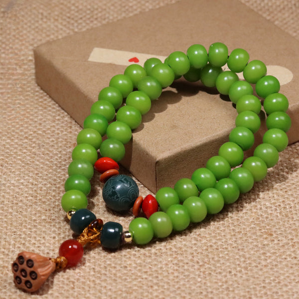 INNERVIBER  Green Bodhi Seed  Bracelet 