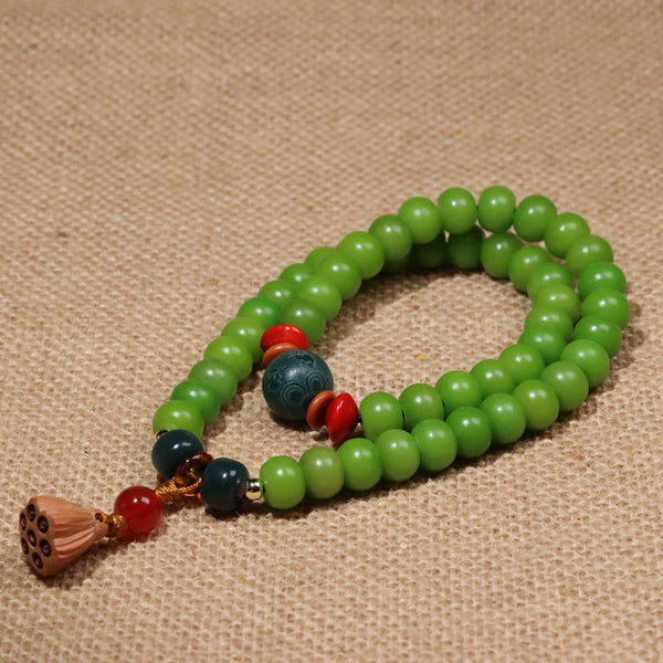 BlessingGiver Grass Green Bodhi Seed Mala Peace Bracelet BlessingGiver
