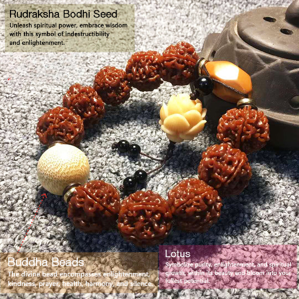 Rudraksha Bodhi Seed and Buddha Beads and lotus INNERVIBER
