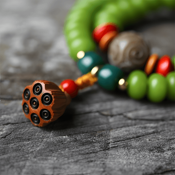 INNERVIBER Green Jade Bodhi Bracelet Buddhist Beads Bracelet Blessing Bracelet