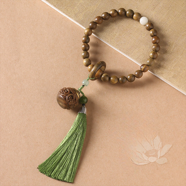INNERVIBER Lotus Flower Sachet Buddha Charm Mala Bracelet with Tassel