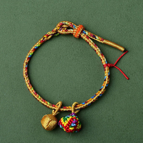 BlessingGiver Handmade Colorful Rope Zongzi Golden Ball Charm Bracelet BlessingGiver