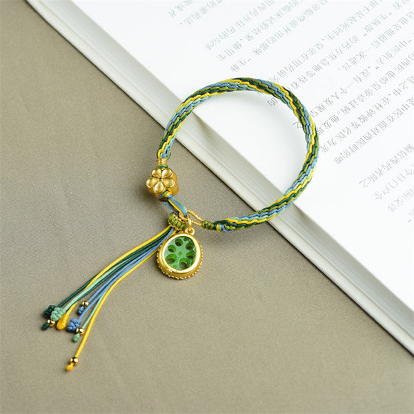 INNERVIBER Green Lotus Root Knot Women's Bracelet