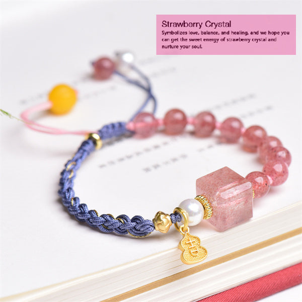 INNERVIBER Handmade Woven Strawberry Crystal Square Bead Bracelet Bracelet INNERVIBER 5