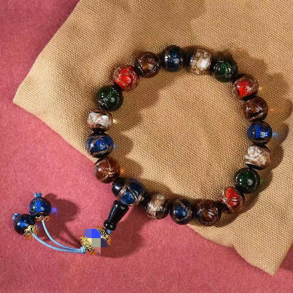 Incense Ash Glass Cinnabar Gold Swallowing Beast Attract Love Bracelet Bracelet INNERVIBER Cloisonne 14mm