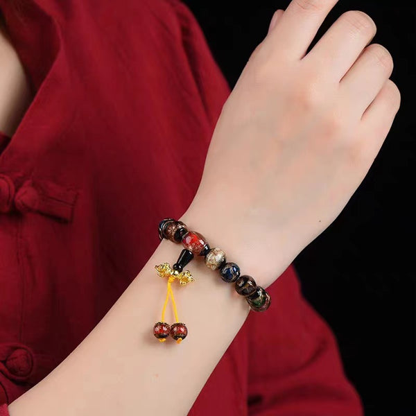 Incense Ash Glass Cinnabar Gold Swallowing Beast Attract Love Bracelet Bracelet INNERVIBER 1