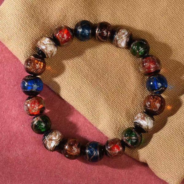 Incense Ash Glass Cinnabar Gold Swallowing Beast Attract Love Bracelet Bracelet INNERVIBER plain circle 8mm